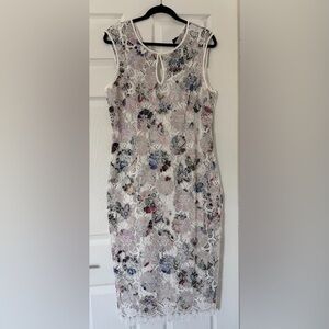 Marchesa Notte Floral Embroidered Cocktail Dress. Size 12. Fully lined.